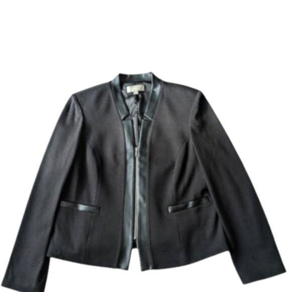 NWOT Divine Logic Blazer Jacket with Vegan Leather Size 14 - Picture 1 of 4